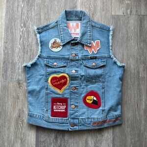 Wrangler x Whataburger Patch Denim Jean Cut Off Vest Size M